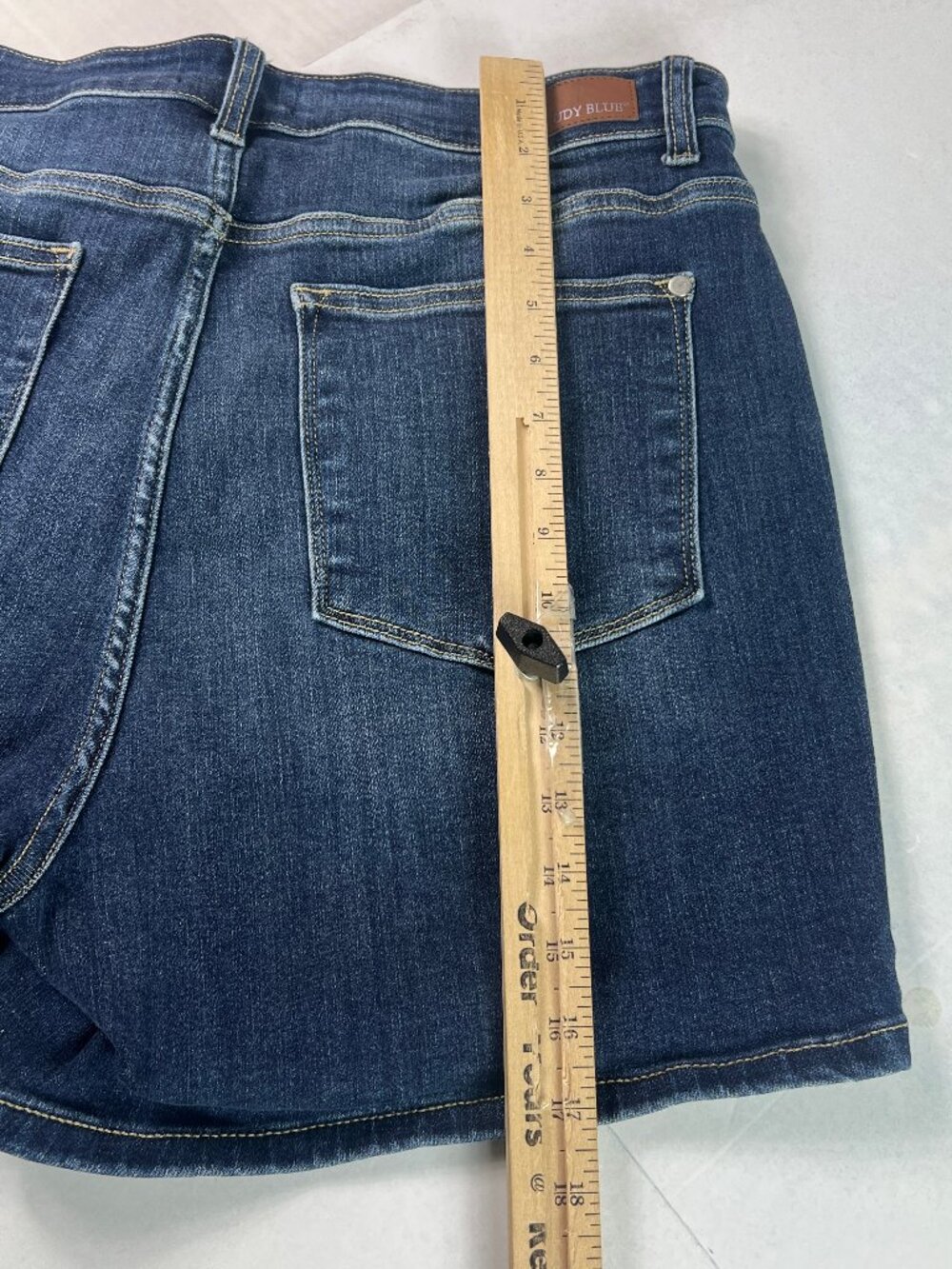 Judy Blue Jean Short Women Plus 35* High Rise Blue Stretch Denim Jorts Tag 2XL - Picture 9 of 15